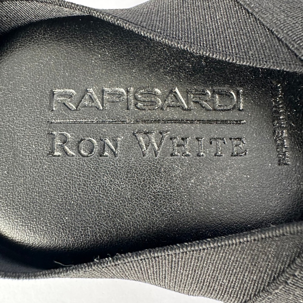 Rapisardi Ron White Black Elastic Cross Strap Wedge Sandals Made in Italy EU 41 - Picture 9 of 13